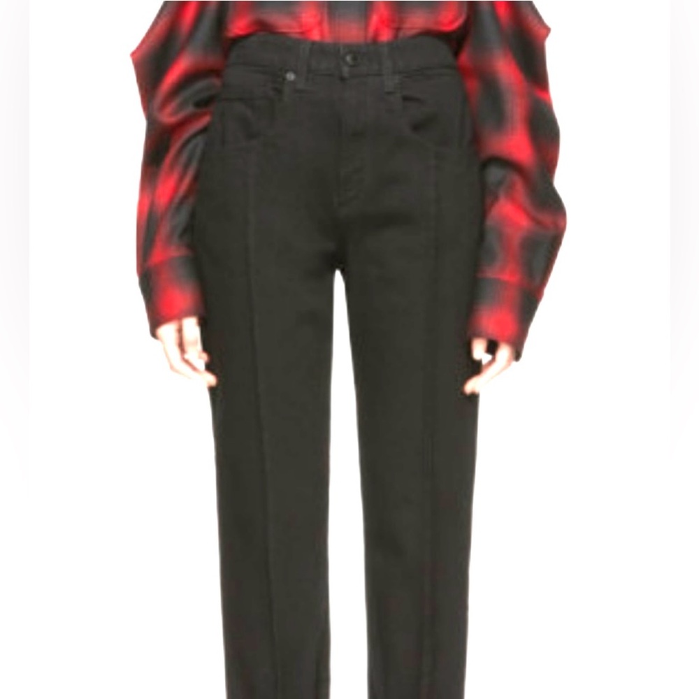 Alexander X Wang Women's Straight Sewn-in Crease Front Denim Black Sz 27 CA00985